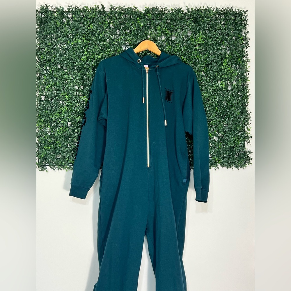 Savage X Fenty Green Zip Hooded Hunter Green Jumpsuit Size Large - Picture 2 of 16